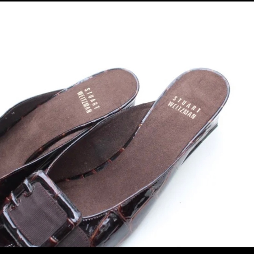 Stuart Weitzman Brown Mules with Buckle - Picture 4 of 9